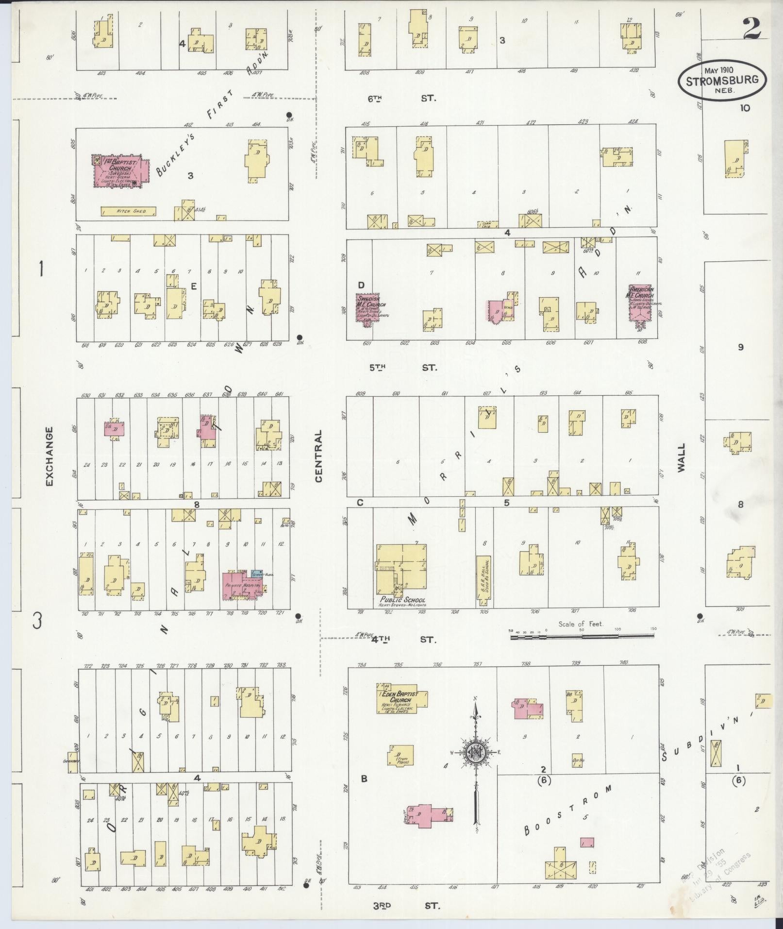 Sanborn Fire Insurance Map from Stromsburg, Polk County, Nebraska (1910), Sheet #0002 - Historic Sanborn Fire Insurance Map Print, vintage old map wall art, antique decor, genealogy gift, Nebraska Nebraska map