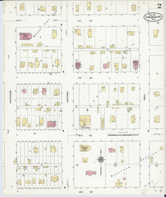 Sanborn Fire Insurance Map from Stromsburg, Polk County, Nebraska (1910), Sheet #0002 - Historic Sanborn Fire Insurance Map Print, vintage old map wall art, antique decor, genealogy gift, Nebraska Nebraska map