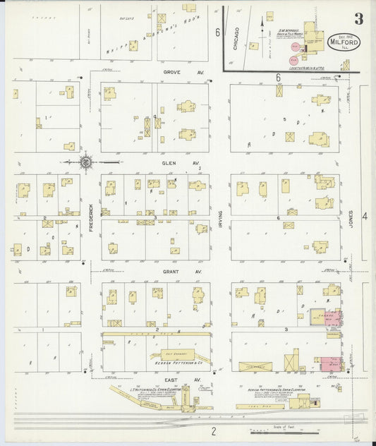 Sanborn Fire Insurance Map from Milford, Iroquois County, Illinois (1912), Sheet #0003 - Historic Sanborn Fire Insurance Map Print, vintage old map wall art, antique decor, genealogy gift, Illinois Illinois map