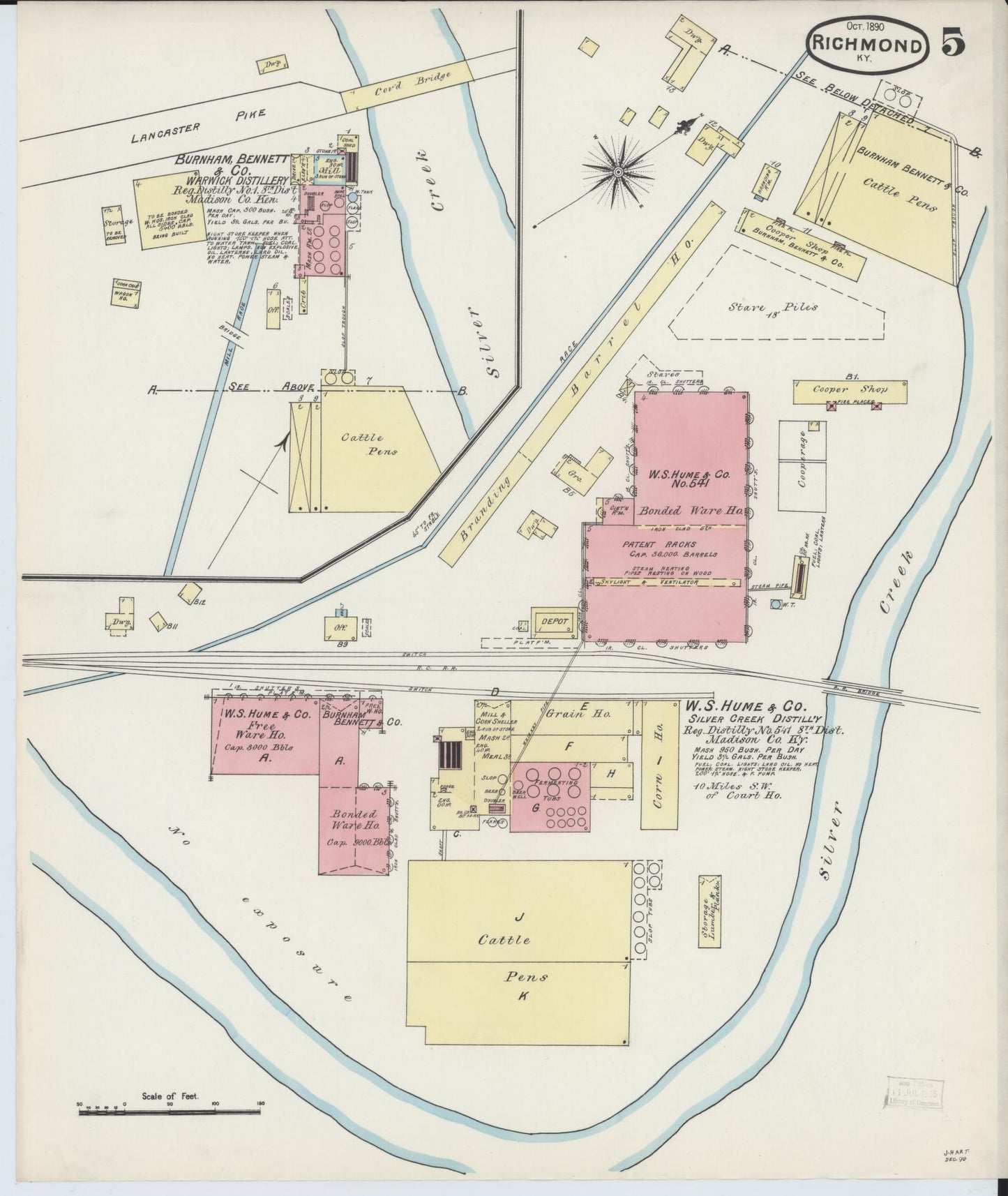 Sanborn Fire Insurance Map from Richmond, Madison County, Kentucky (1890), Sheet #0005 - Complete Map Set gallery image, historic Sanborn map, vintage wall art, Kentucky Kentucky
