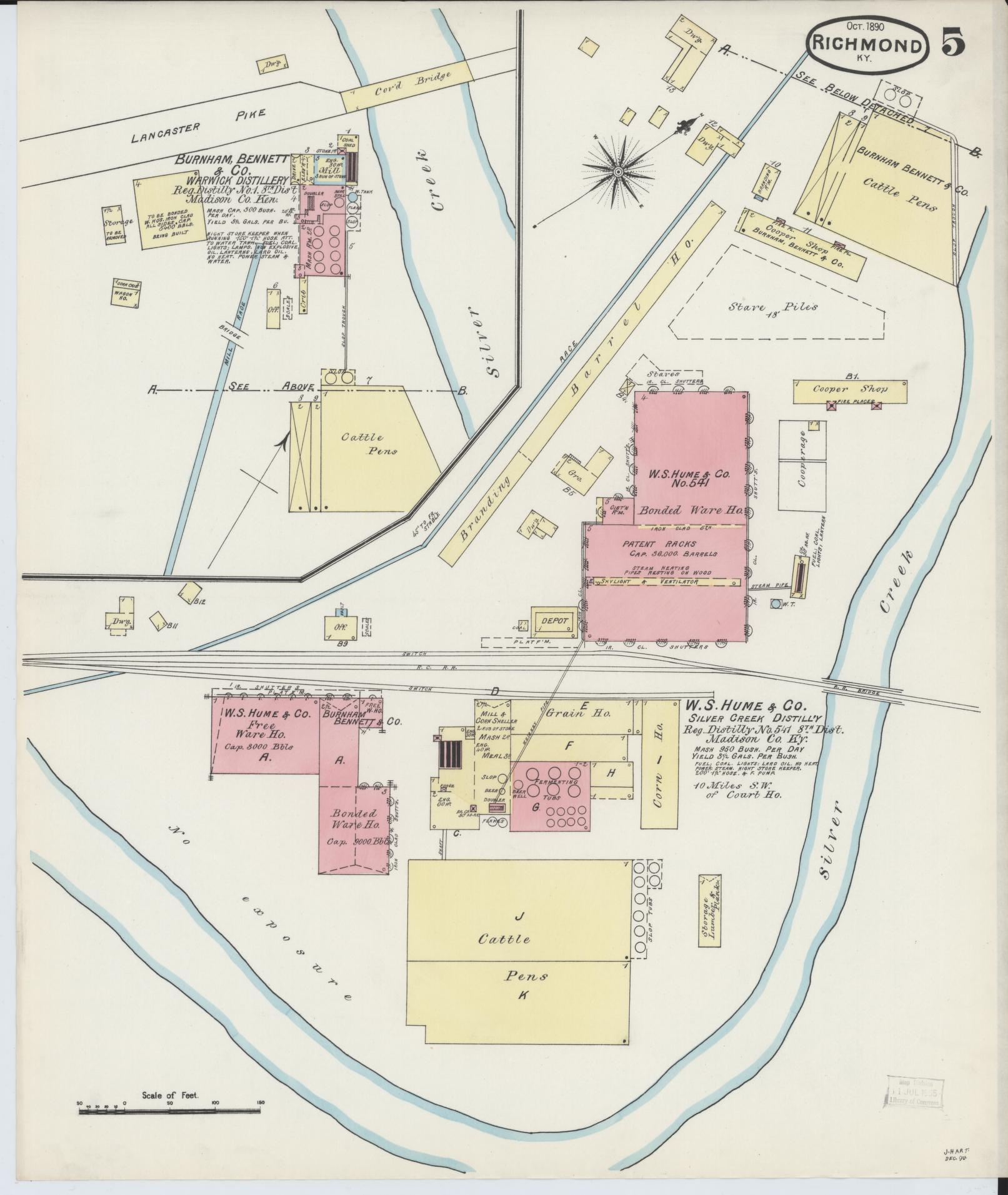 Sanborn Fire Insurance Map from Richmond, Madison County, Kentucky (1890), Sheet #0005 - Complete Map Set gallery image, historic Sanborn map, vintage wall art, Kentucky Kentucky