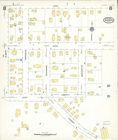 Sanborn Fire Insurance Map from Akron, Erie County, New York (1923), Sheet #0008 - Complete Map Set gallery image, historic Sanborn map, vintage wall art, New York New York