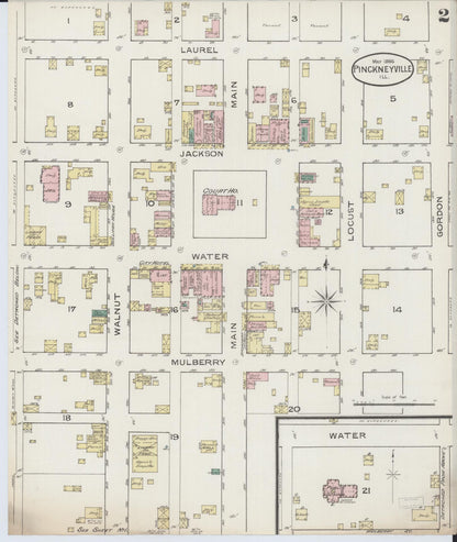 Sanborn Fire Insurance Map from Pinckneyville, Perry County, Illinois (1886), Sheet #0002 - Complete Map Set gallery image, historic Sanborn map, vintage wall art, Illinois Illinois