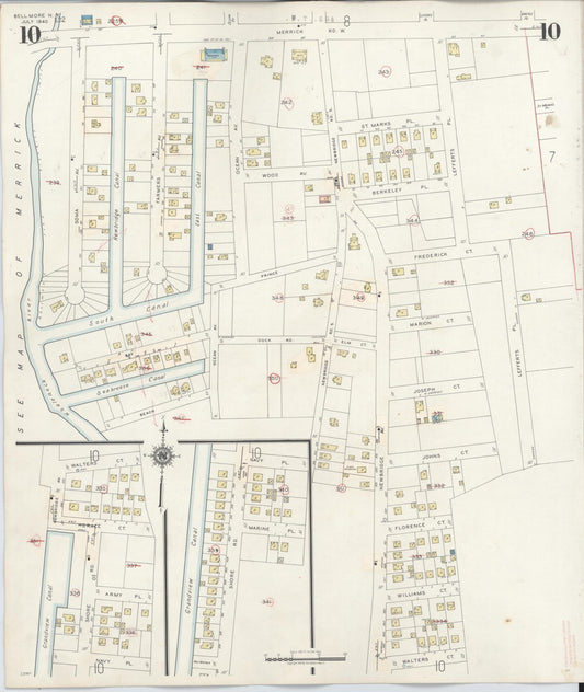 Sanborn Fire Insurance Map from Bellmore, Nassau County, New York (1945), Sheet #0010 - Historic Sanborn Fire Insurance Map Print, vintage old map wall art, antique decor, genealogy gift, New York New York map
