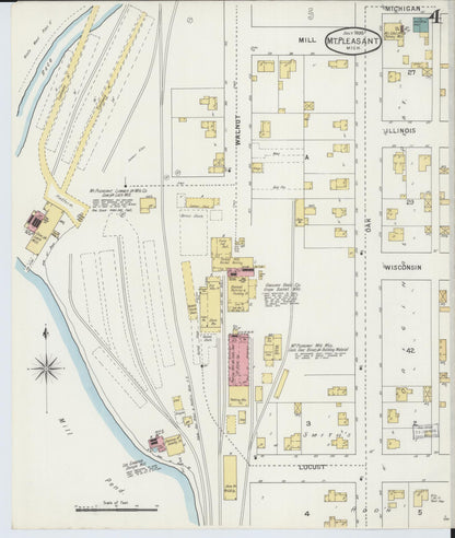 Sanborn Fire Insurance Map from Mount Pleasant, Isabella County, Michigan (1895), Sheet #0004 - Historic Sanborn Fire Insurance Map Print, vintage old map wall art, antique decor, genealogy gift, Michigan Michigan map