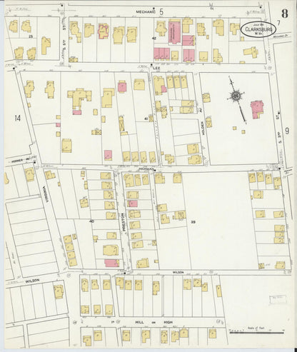 Sanborn Fire Insurance Map from Clarksburg, Harrison County, West Virginia (1911), Sheet #0008 - Complete Map Set gallery image, historic Sanborn map, vintage wall art, West Virginia West Virginia