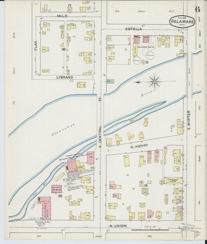Sanborn Fire Insurance Map from Delaware, Delaware County, Ohio (1890), Sheet #0006 - Complete Map Set gallery image, historic Sanborn map, vintage wall art, Sanborn Fire Insurance Map from Delaware Delaware