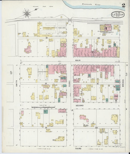 Sanborn Fire Insurance Map from Le Sueur, Le Sueur County, Minnesota (1896), Sheet #0002 - Historic Sanborn Fire Insurance Map Print, vintage old map wall art, antique decor, genealogy gift, Minnesota Minnesota map