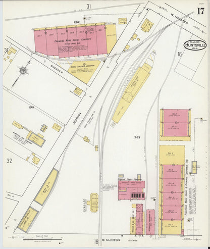 Sanborn Fire Insurance Map from Huntsville, Madison County, Alabama (1921), Sheet #0017 - Complete Map Set gallery image, historic Sanborn map, vintage wall art, Alabama Alabama
