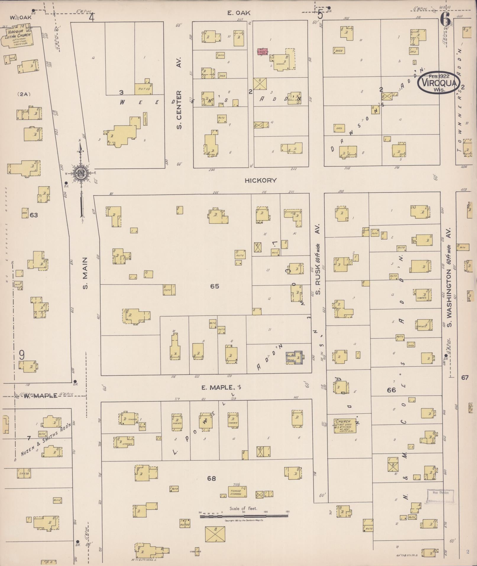 Sanborn Fire Insurance Map from Viroqua, Vernon County, Wisconsin (1922), Sheet #0006 - Complete Map Set gallery image, historic Sanborn map, vintage wall art, Wisconsin Wisconsin