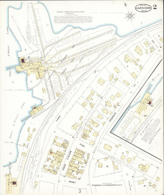Sanborn Fire Insurance Map from Harrison, Kootenai County, Idaho (1901), Sheet #0002 - Complete Map Set gallery image, historic Sanborn map, vintage wall art, Idaho Idaho