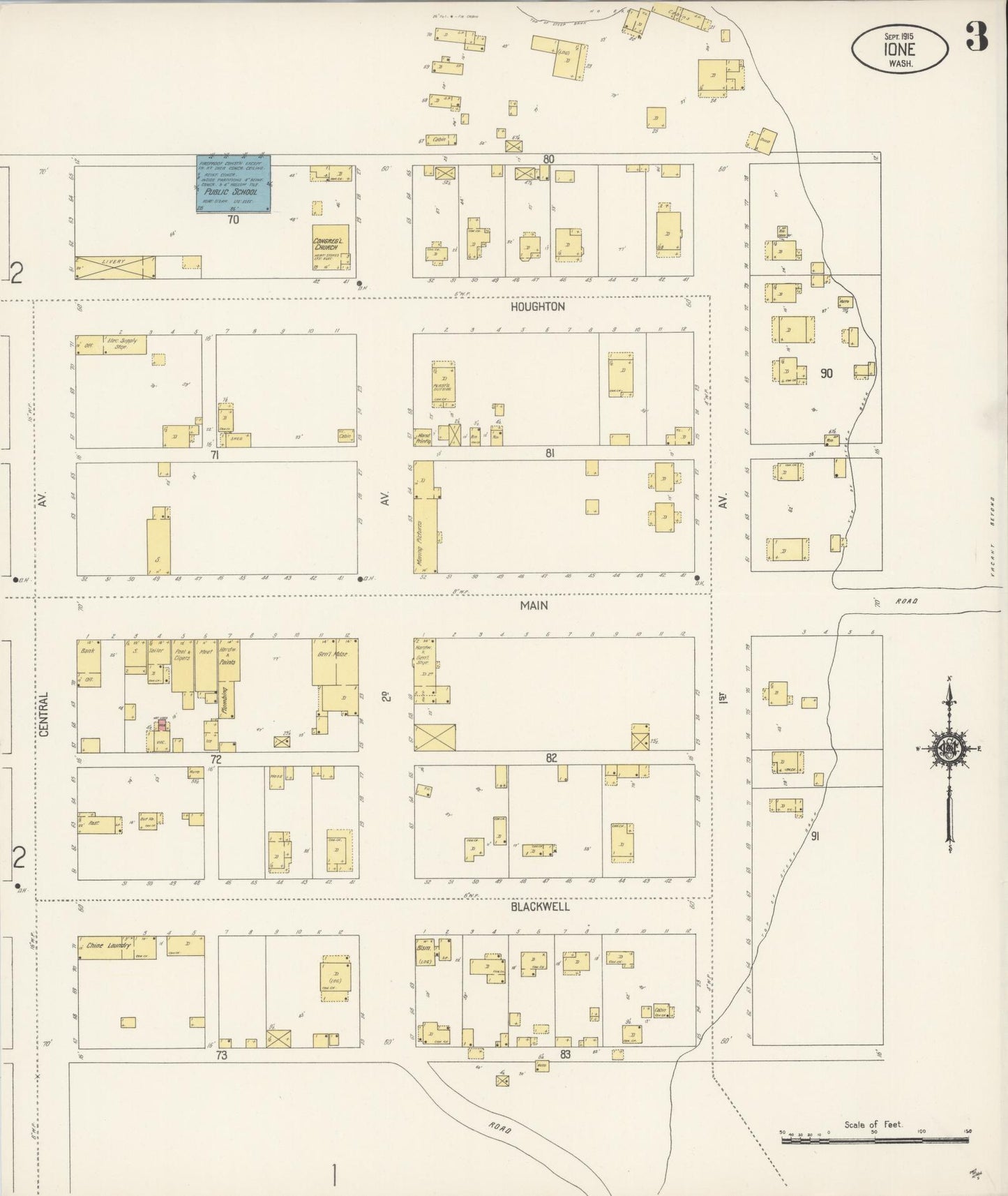 Sanborn Fire Insurance Map from Ione, Pend Oreille County, Washington (1915), Sheet #0003 - Complete Map Set gallery image, historic Sanborn map, vintage wall art, Washington Washington