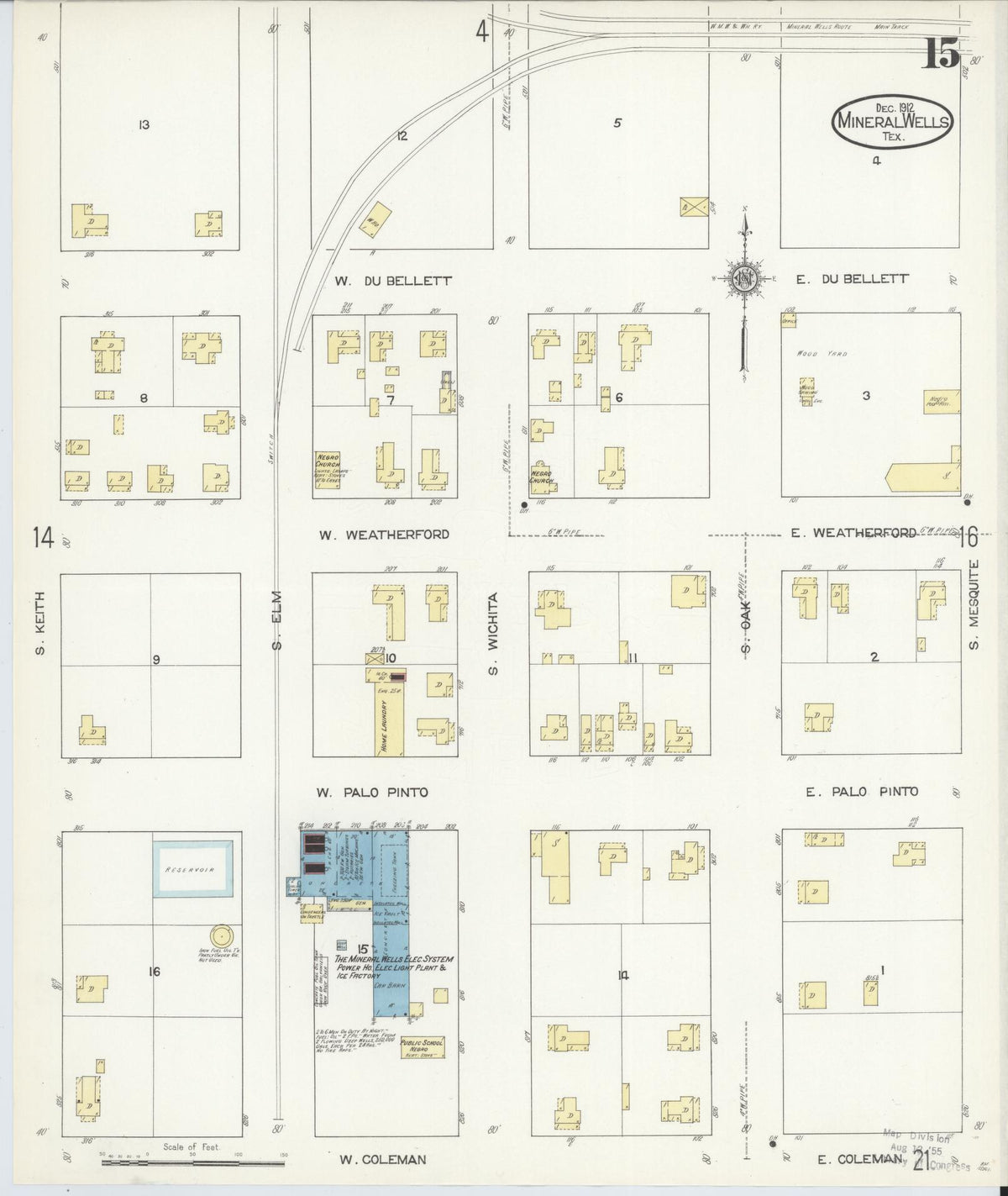 Sanborn Fire Insurance Map from Mineral Wells, Palo Pinto County, Texas (1912), Sheet #0015 - Complete Map Set gallery image, historic Sanborn map, vintage wall art, Texas Texas