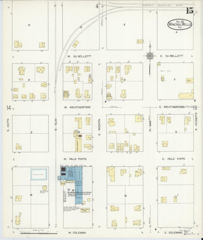 Sanborn Fire Insurance Map from Mineral Wells, Palo Pinto County, Texas (1912), Sheet #0015 - Complete Map Set gallery image, historic Sanborn map, vintage wall art, Texas Texas