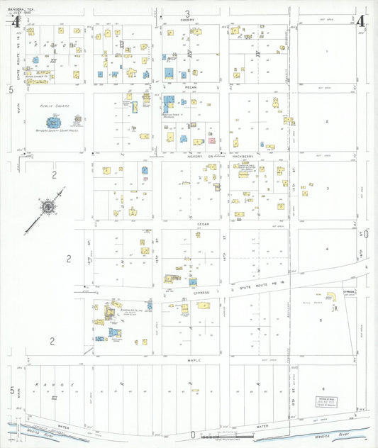 Sanborn Fire Insurance Map from Bandera, Bandera County, Texas (1950), Sheet #0004 - Historic Sanborn Fire Insurance Map Print, vintage old map wall art, antique decor, genealogy gift, Texas Texas map