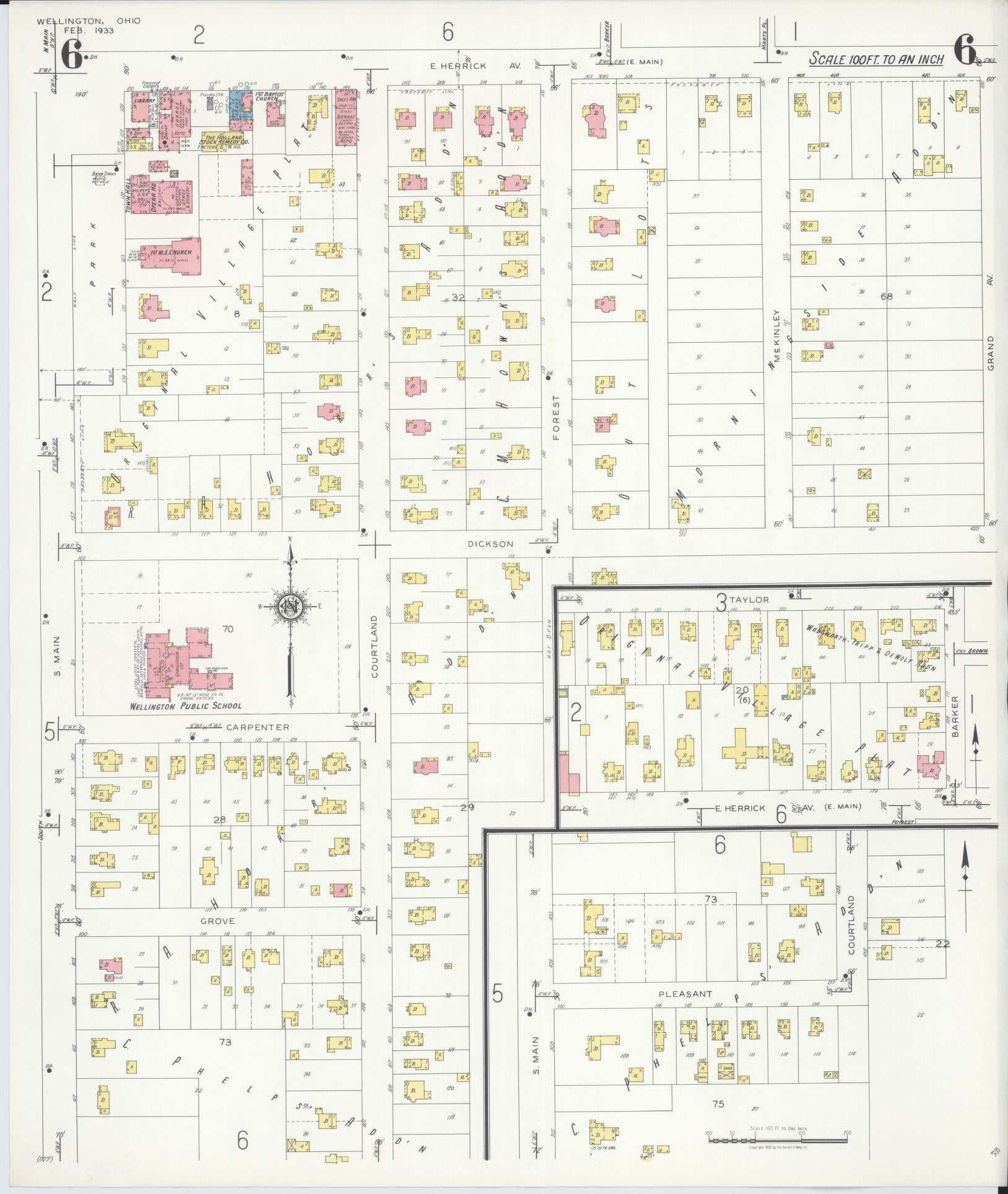 Sanborn Fire Insurance Map from Wellington, Lorain County, Ohio (1933), Sheet #0006 - Complete Map Set gallery image, historic Sanborn map, vintage wall art, Ohio Ohio