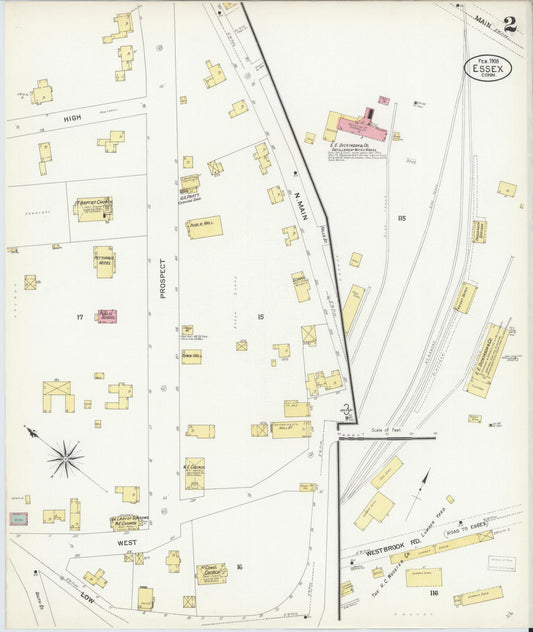Sanborn Fire Insurance Map from Essex, Middlesex County, Connecticut (1908), Sheet #0002 - Historic Sanborn Fire Insurance Map Print, vintage old map wall art, antique decor, genealogy gift, Connecticut Connecticut map
