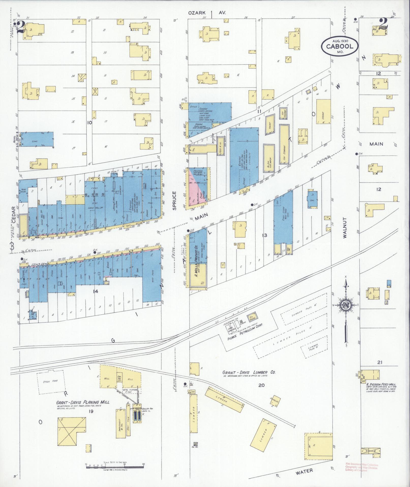 Sanborn Fire Insurance Map from Cabool, Texas County, Missouri (1930), Sheet #0002 - Historic Sanborn Fire Insurance Map Print, vintage old map wall art, antique decor, genealogy gift, Missouri Missouri map