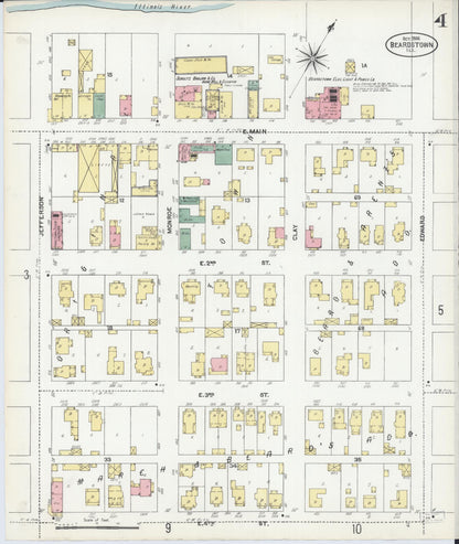 Sanborn Fire Insurance Map from Beardstown, Cass County, Illinois (1906), Sheet #0004 - Complete Map Set gallery image, historic Sanborn map, vintage wall art, Illinois Illinois