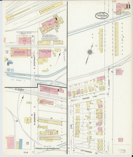 Sanborn Fire Insurance Map from Trinidad, Las Animas County, Colorado (1912), Sheet #0011 - Historic Sanborn Fire Insurance Map Print, vintage old map wall art, antique decor, genealogy gift, Colorado Colorado map