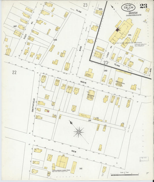Sanborn Fire Insurance Map from Salem, Salem County, New Jersey (1909), Sheet #0023 - Historic Sanborn Fire Insurance Map Print, vintage old map wall art, antique decor, genealogy gift, New Jersey New Jersey map