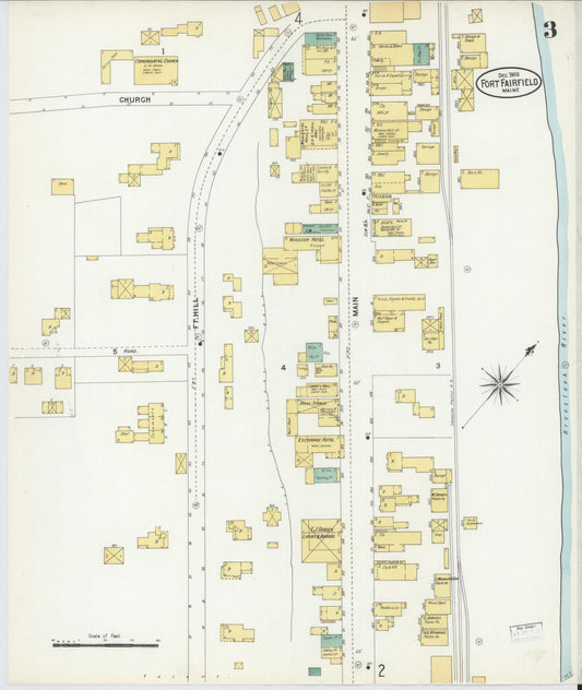 Sanborn Fire Insurance Map from Fort Fairfield, Aroostook County, Maine (1903), Sheet #0003 - Historic Sanborn Fire Insurance Map Print, vintage old map wall art, antique decor, genealogy gift, Maine Maine map