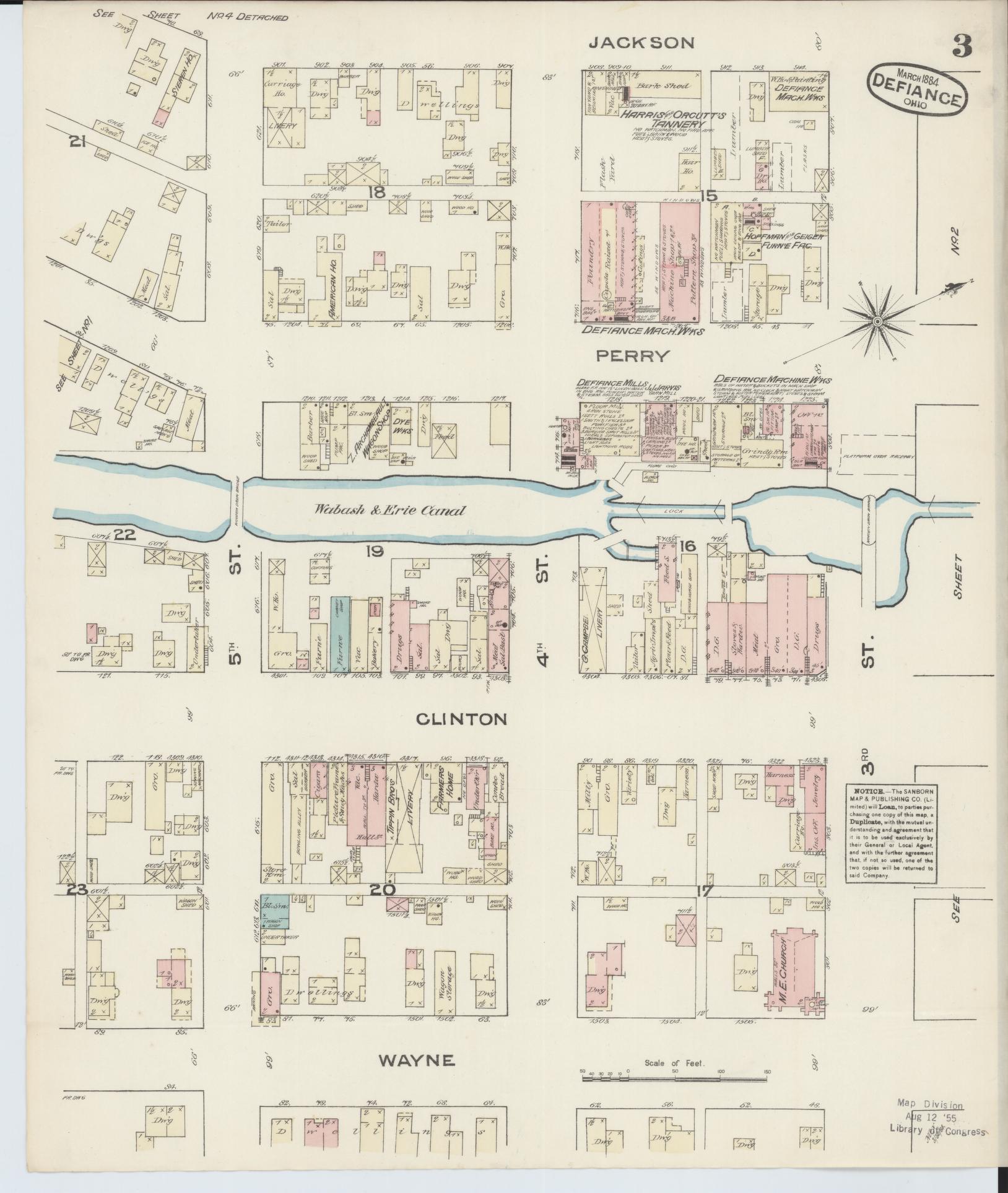 Sanborn Fire Insurance Map from Defiance, Defiance County, Ohio (1884), Sheet #0003 - Complete Map Set gallery image, historic Sanborn map, vintage wall art, Ohio Ohio