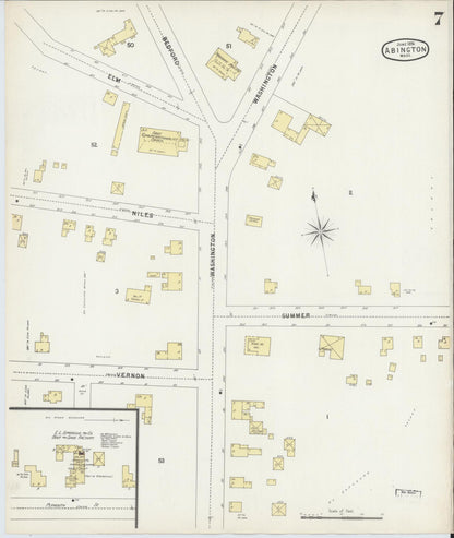 Sanborn Fire Insurance Map from Abington, Plymouth County, Massachusetts (1896), Sheet #0007 - Complete Map Set gallery image, historic Sanborn map, vintage wall art, Massachusetts Massachusetts