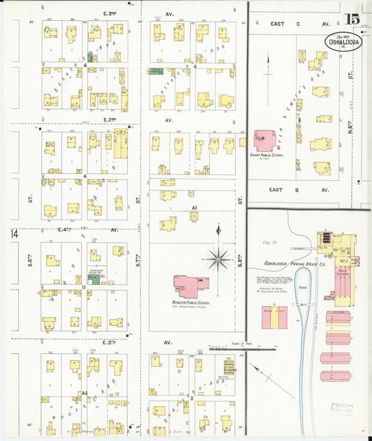 Sanborn Fire Insurance Map from Oskaloosa, Mahaska County, Iowa (1902), Sheet #0015 - Historic Sanborn Fire Insurance Map Print, vintage old map wall art