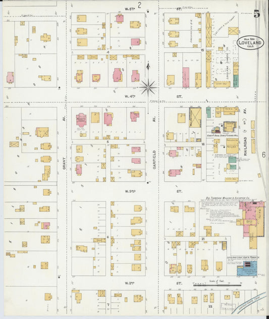 Sanborn Fire Insurance Map from Loveland, Larimer County, Colorado (1906), Sheet #0005 - Historic Sanborn Fire Insurance Map Print, vintage old map wall art, antique decor, genealogy gift, Colorado Colorado map