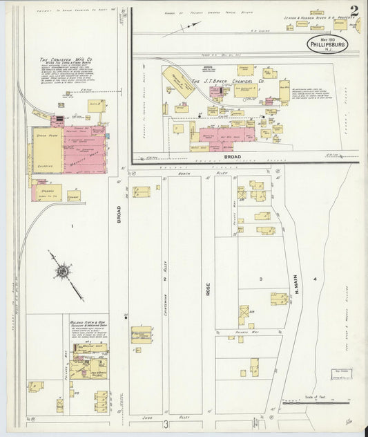 Sanborn Fire Insurance Map from Phillipsburg, Warren County, New Jersey (1910), Sheet #0002 - Complete Map Set gallery image, historic Sanborn map, vintage wall art, New Jersey New Jersey