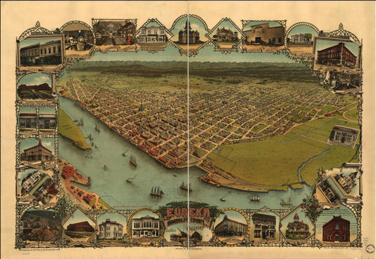 Eureka, Humboldt County, California. (1902) – Historic Bird’s-Eye View Panorama Print