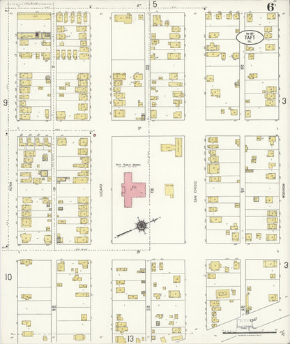 Sanborn Fire Insurance Map from Taft, Kern County, California (1921), Sheet #0006 - Complete Map Set gallery image, historic Sanborn map, vintage wall art, California California