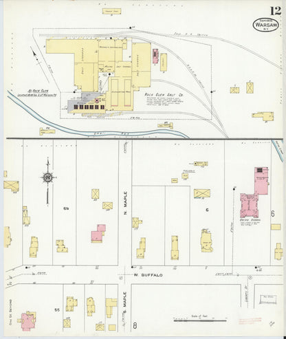Sanborn Fire Insurance Map from Warsaw, Wyoming County, New York (1909), Sheet #0012 - Complete Map Set gallery image, historic Sanborn map, vintage wall art, Warsaw Wyoming