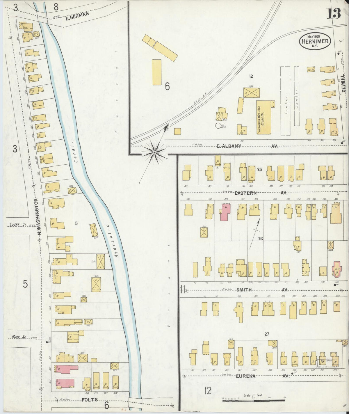 Sanborn Fire Insurance Map from Herkimer, Herkimer County, New York (1900), Sheet #0013 - Complete Map Set gallery image, historic Sanborn map, vintage wall art, New York New York