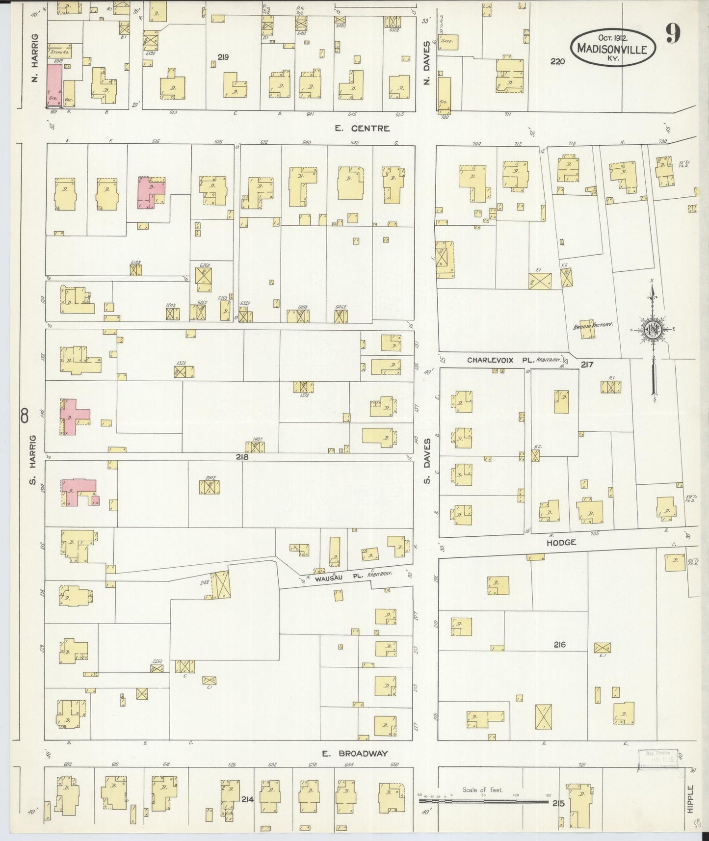 Sanborn Fire Insurance Map from Madisonville, Hopkins County, Kentucky (1912), Sheet #0009 - Historic Sanborn Fire Insurance Map Print, vintage old map wall art, antique decor, genealogy gift, Kentucky Kentucky map