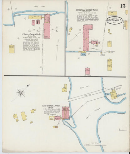 Sanborn Fire Insurance Map from Greenville, Greenville County, South Carolina (1893), Sheet #0015 - Complete Map Set gallery image, historic Sanborn map, vintage wall art, South Carolina South Carolina