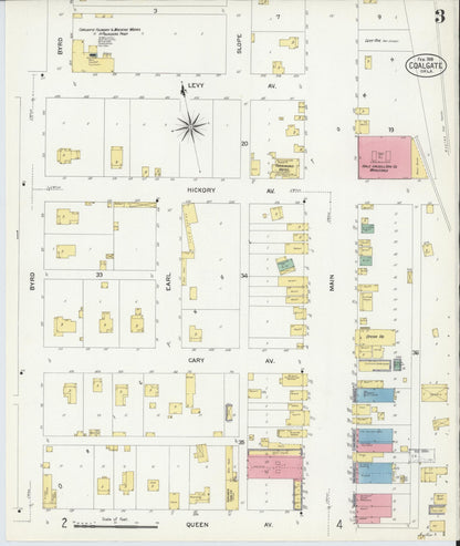 Sanborn Fire Insurance Map from Coalgate, Coal County, Oklahoma (1908), Sheet #0003 - Complete Map Set gallery image, historic Sanborn map, vintage wall art, Oklahoma Oklahoma