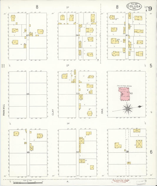Sanborn Fire Insurance Map from Colusa, Colusa County, California (1907), Sheet #0009 - Historic Sanborn Fire Insurance Map Print, vintage old map wall art, antique decor, genealogy gift, California California map