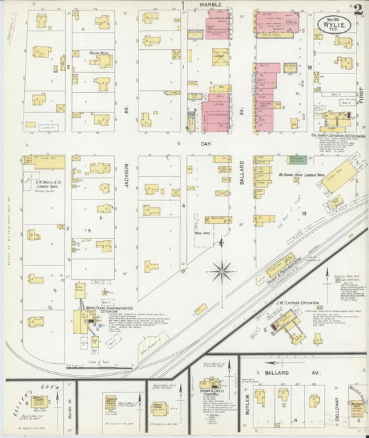 Sanborn Fire Insurance Map from Wolfe City, Hunt County, Texas (1901), Sheet #0002 - Historic Sanborn Fire Insurance Map Print, vintage old map wall art, antique decor, genealogy gift, Texas Texas map