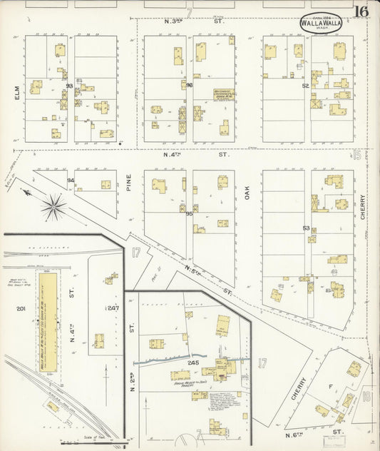 Sanborn Fire Insurance Map from Walla Walla, Walla Walla County, Washington (1894), Sheet #0016 - Historic Sanborn Fire Insurance Map Print, vintage old map wall art, antique decor, genealogy gift, Washington Washington map