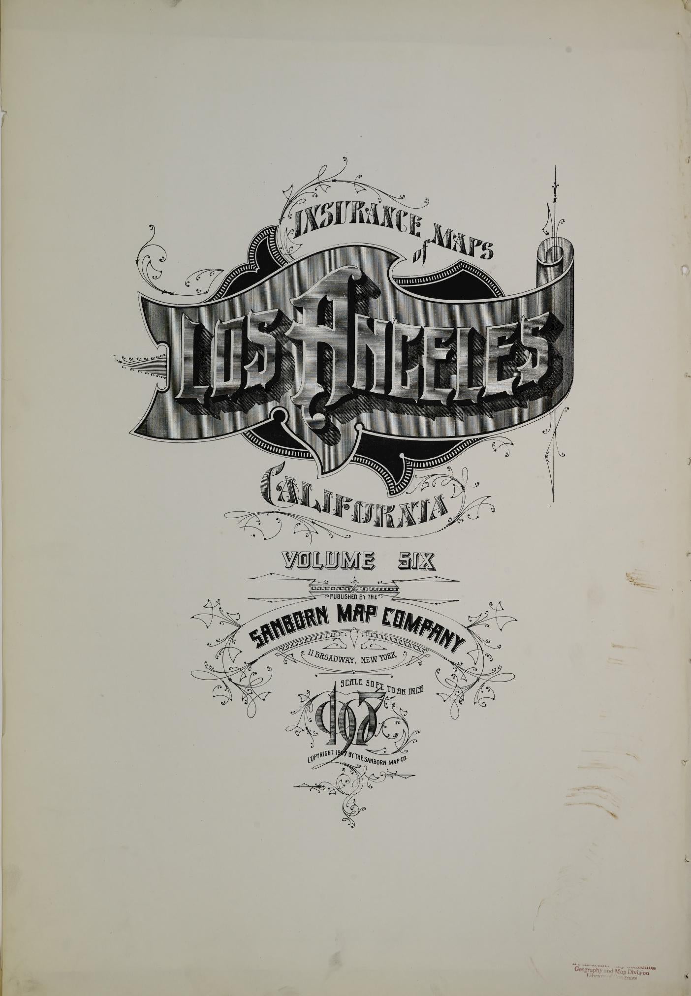 Sanborn Fire Insurance Map from Los Angeles, Los Angeles County, California (1907), Sheet #0001 - Historic Sanborn Fire Insurance Map Print, vintage old map wall art, antique decor, genealogy gift, California California map
