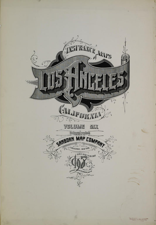 Sanborn Fire Insurance Map from Los Angeles, Los Angeles County, California (1907), Sheet #0001 - Historic Sanborn Fire Insurance Map Print, vintage old map wall art, antique decor, genealogy gift, California California map