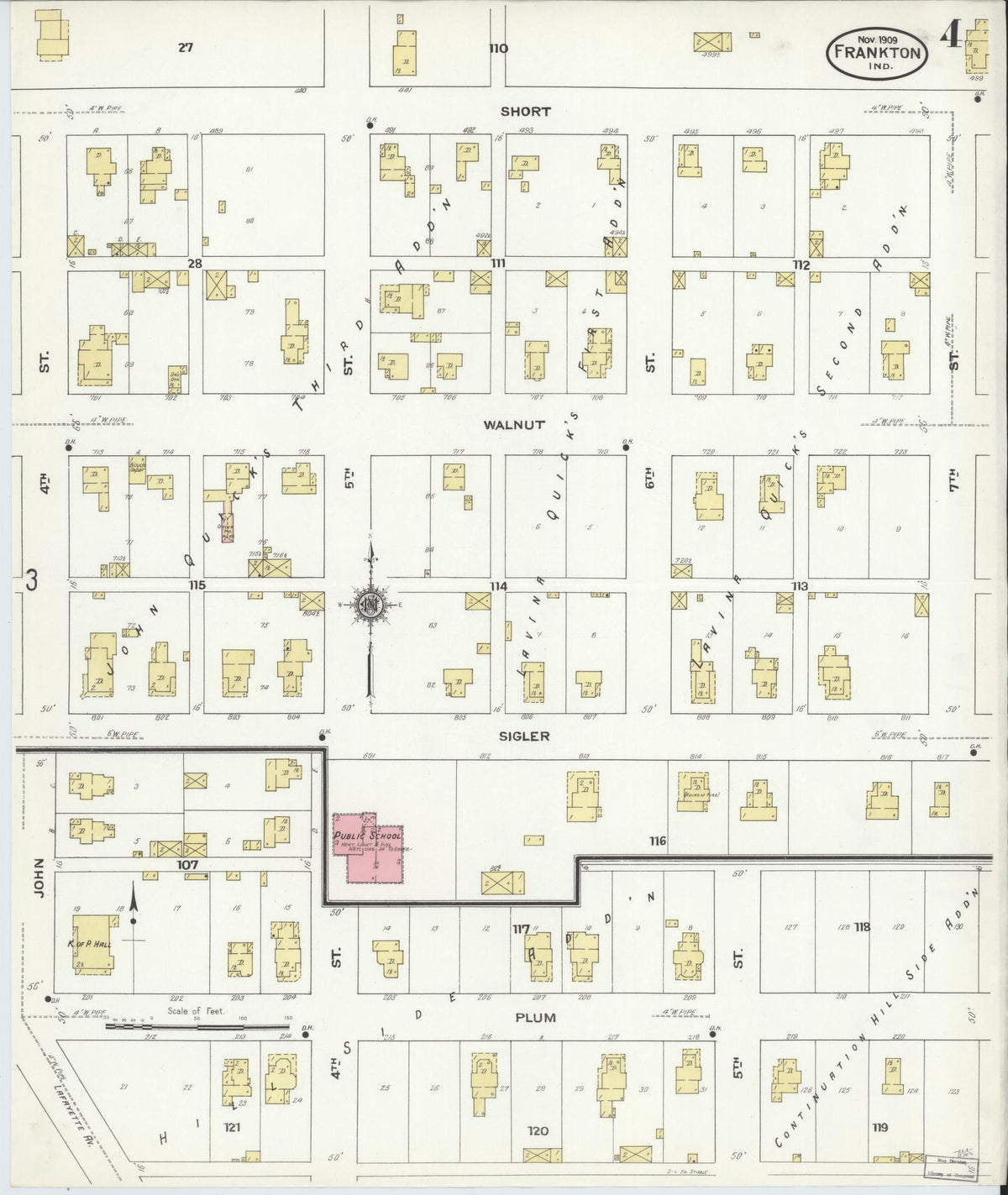 Sanborn Fire Insurance Map from Frankton, Madison County, Indiana (1909), Sheet #0004 - Historic Sanborn Fire Insurance Map Print, vintage old map wall art, antique decor, genealogy gift, Indiana Indiana map