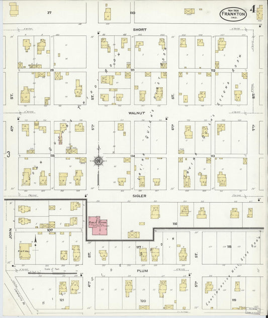 Sanborn Fire Insurance Map from Frankton, Madison County, Indiana (1909), Sheet #0004 - Historic Sanborn Fire Insurance Map Print, vintage old map wall art, antique decor, genealogy gift, Indiana Indiana map