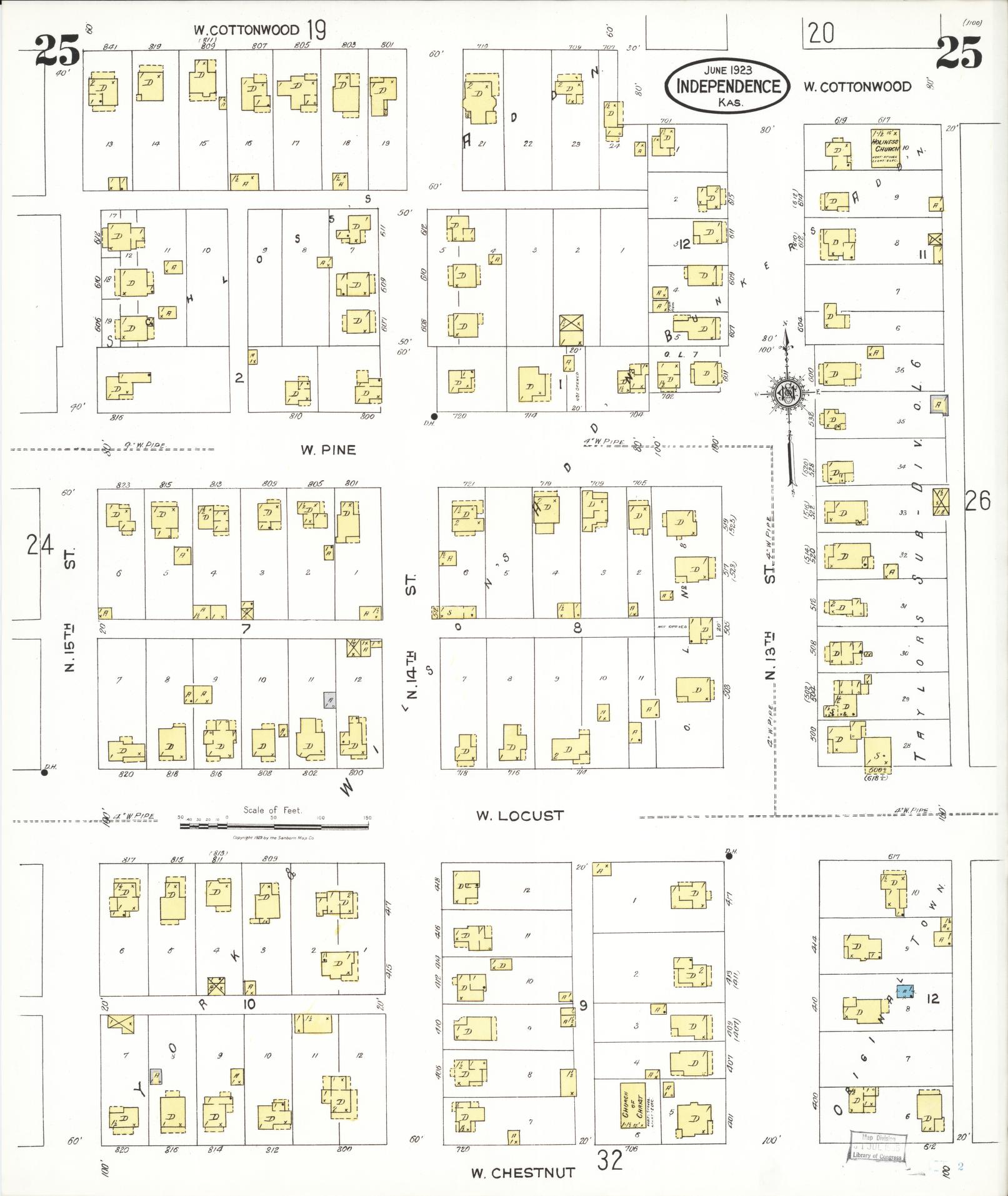 Sanborn Fire Insurance Map from Independence, Montgomery County, Kansas (1923), Sheet #0026 - Historic Sanborn Fire Insurance Map Print, vintage old map wall art, antique decor, genealogy gift, Kansas Kansas map