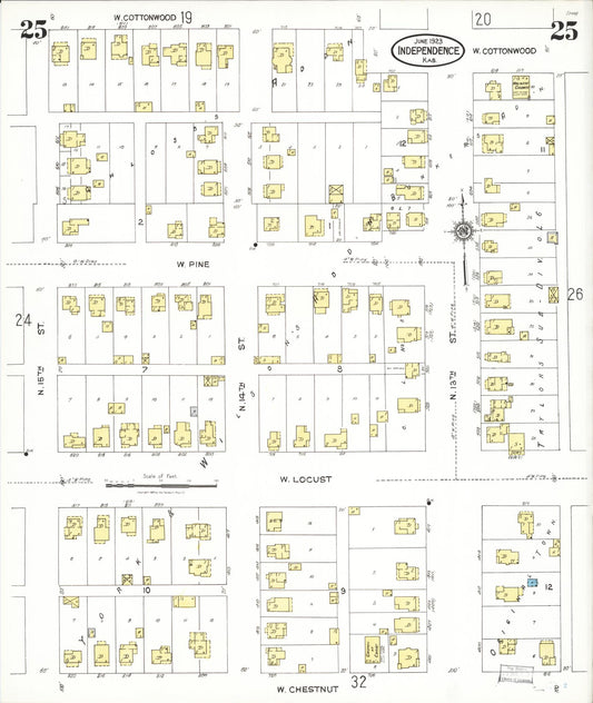 Sanborn Fire Insurance Map from Independence, Montgomery County, Kansas (1923), Sheet #0026 - Historic Sanborn Fire Insurance Map Print, vintage old map wall art, antique decor, genealogy gift, Kansas Kansas map