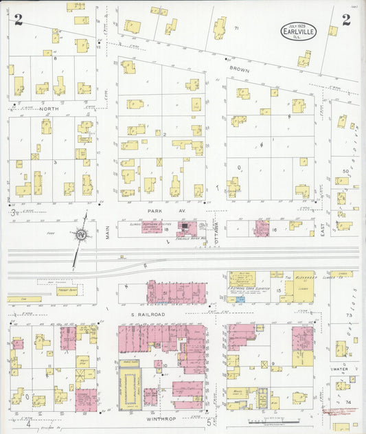 Sanborn Fire Insurance Map from Earlville, La Salle County, Illinois (1929), Sheet #0002 - Historic Sanborn Fire Insurance Map Print, vintage old map wall art, antique decor, genealogy gift, Illinois Illinois map