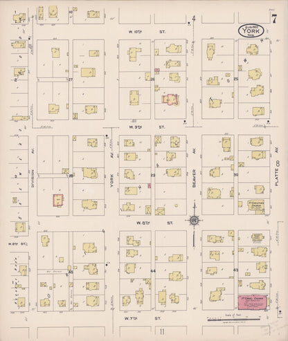 Sanborn Fire Insurance Map from York, York County, Nebraska (1922), Sheet #0007 - Complete Map Set gallery image, historic Sanborn map, vintage wall art, Nebraska Nebraska