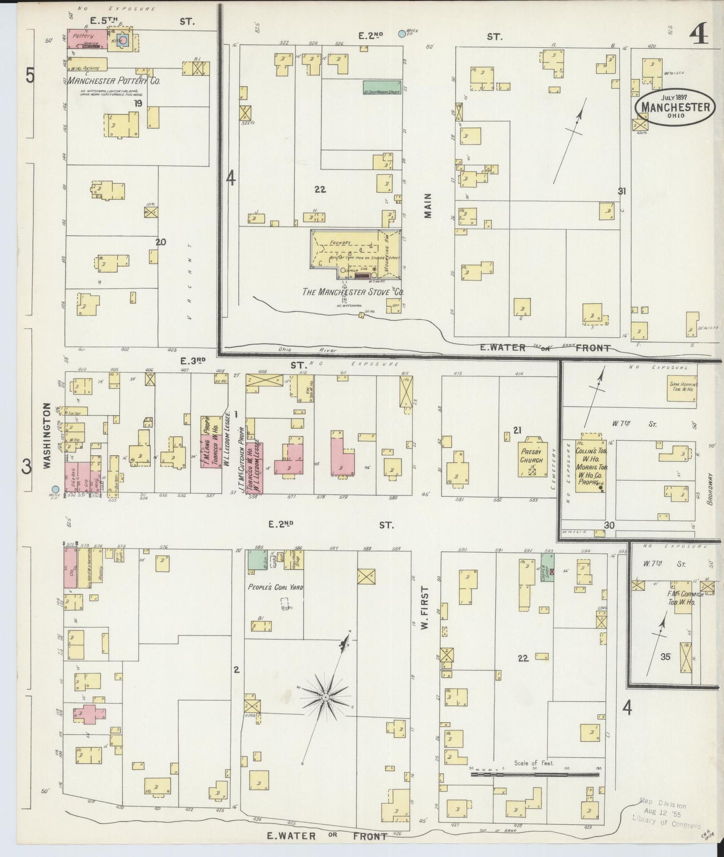 Sanborn Fire Insurance Map from Manchester, Adams County, Ohio (1897), Sheet #0004 - Historic Sanborn Fire Insurance Map Print, vintage old map wall art, antique decor, genealogy gift, Ohio Ohio map